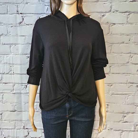 DREW - Black pullover front twist hoodie - Picture 5 of 11